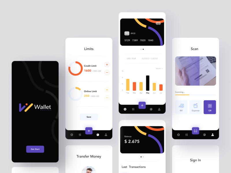 Wallet Bank App afterglow app bank app bank card banking clean minimal mobile mobile app money money app payment app payments transaction