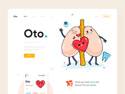 Oto Clinic Landing Page afterglow care clean clinic doctors health health app healthcare illustration landing landing page medicine mobile app stay safe website