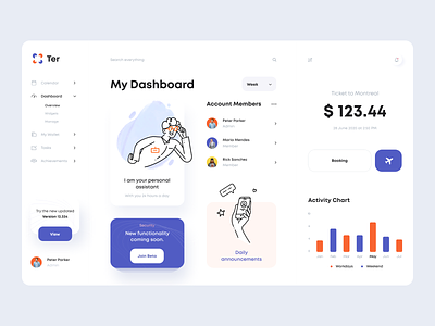 Personal Assistant Dashboard afterglow assistant clean dashboard design illustration minimal service service app ui