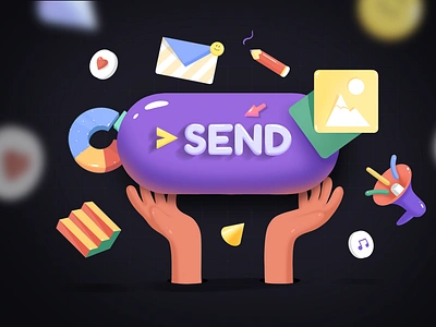 Send Button Illustration branding illustration process send