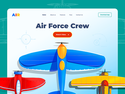 Air Force air air force aircraft airplane app clean contrast crew game game art game design illustration illustrations landing landing page website