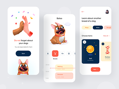 Baloo App For Dogs app calendar clean design dogs illustration landing minimal mobile mobile app pets shedule shop ui ux