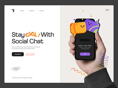 Social Chat afterglow app chat clean connection illustration landing logo minimal mobile social social media social network typography ui ux