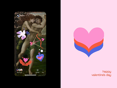 Happy Valentine's Day afterglow app branding clean design gif illustration illustrations instagram kiss love mobile sticker stories ui valentine valentine day