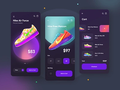 Sneakers App 3d afterglow app clean design ecommerce ecommerce app ecommerce shop illustration mobile mobile app order sneaker illustration sneakers ui