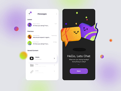 Messenger App #2 afterglow animated animation animation design app chat chat app clean illustration illustrations minimal mobile mobile app social sticker design stickers ui ux