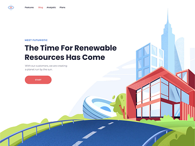 Solar Energy Landing Page clean homepage illustration landing solar energy solar system technology website