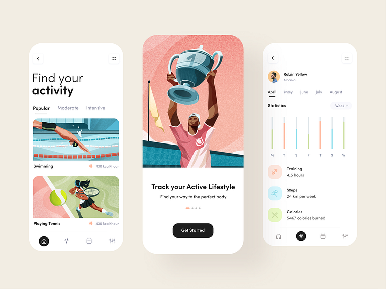 Activity Tracker App by Afterglow on Dribbble
