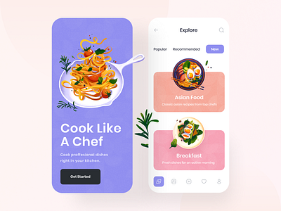 Food Mobile App app clean cook cooking delivery food food app illustration kitchen mobile mobile app