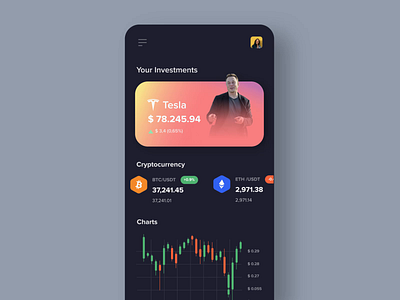 Investment Mobile App app design bitcoin crypto finance app investment app mobile mobile app money trade app trading