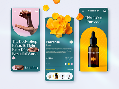 E-Commerce Body Oil App app body oil cosmetics e-commerce mobile mobile app oil product design shop