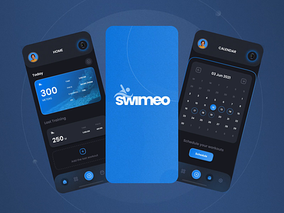Swimeo Mobile App app design logo logo animation logotype mobile app sport app swim app tracking app