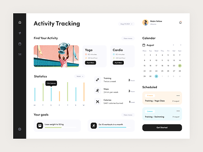 Activity Tracking Dashboard activity app activity tracker clean dashboard health health dashboard minimal sport app
