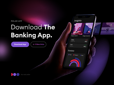 Polar Banking App bank bankapp banking dark gradient homepage money payments paymentsapp web webapp website