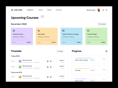 Lab Land Personal Courses Dashboard