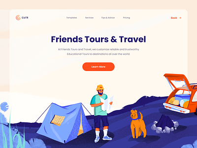 Tours and Travel Website homepage illustration landing landing page tourism tours travel traveling web website