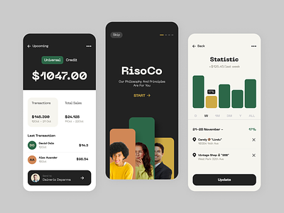 RiseCo Mobile App analitycs bank app banking chart finance finance app ios ios app mobile mobile app money app pay payments