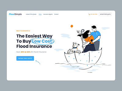 FloodSimple Insurance Live Website animation company flood homepage illustration insurance landing product design service web website