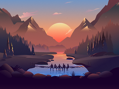 Afterglow afterglow illustraiton sunrise ui ux