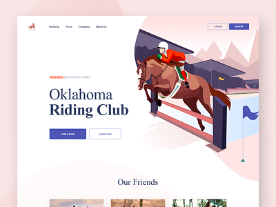 Oklahoma Riding Club afterglow equestrian horse horses illustrations landing ride stable ui web website
