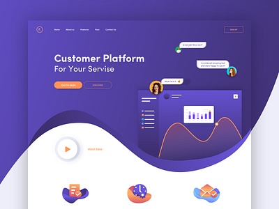 Fratsy afterglow color colorful customers landing service ui waves