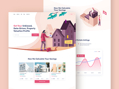 Estate Analizer afterglow agency clean estate homepage landing real estate smart home ui