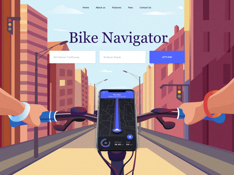 Bike Navigator - homepage afterglow app bike homepage navigation ui