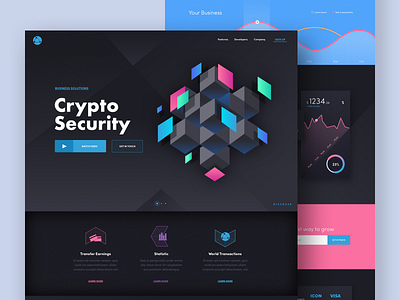 Cripto Security - landing abstract afterglow analitycs crypto currency dark icons landing ui