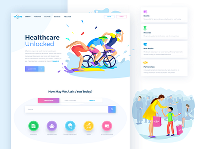 Yazom Site afterglow clean colorful health illustration insurance landing medicine ui website