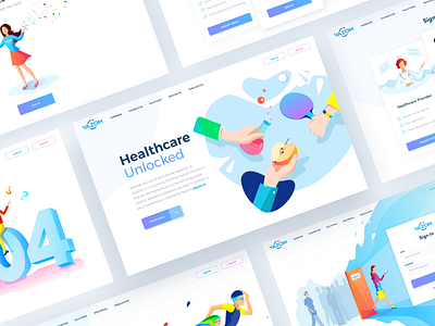 Yazom afterglow clean doctors health homepage illustration landing medicine ui waves website yazom