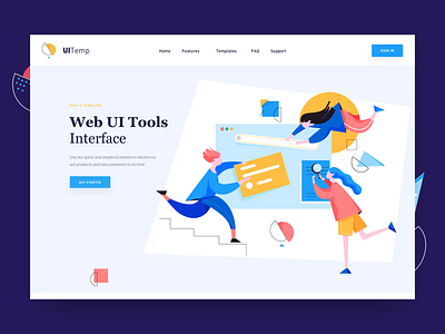 UI Temp Landing afterglow applicaiton clean dashboard design flat illustration interface design landing minimal template tools web website