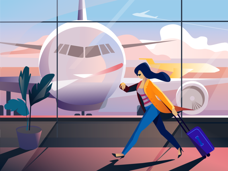 Airport illustration by Afterglow on Dribbble