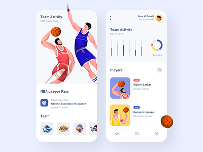 NBA Statistics App app clean colors dashboard illustration minimal mobile nba sport statistics ui