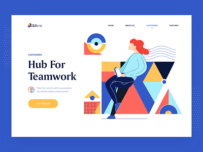 Libro Customers clean homepage illustration management pattern teamwork ui webdesign