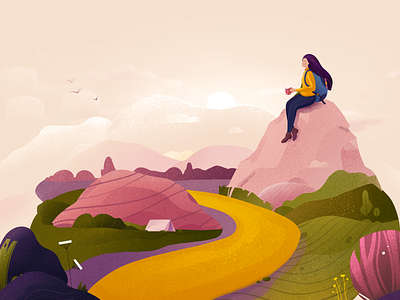 Illustration - Road afterglow clean girl girl illustration illustration nature illustration travel travelling vector
