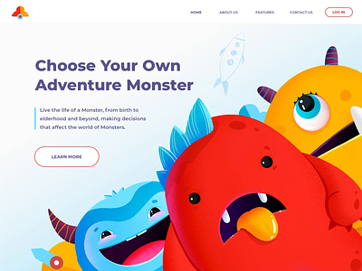 Monsters - Landing Page afterglow animated hero animation app character characters game art game design game hero gaming illustration illustration art illustrations landing monster monsters web design webdesign