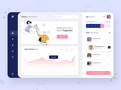 Puzle Dashboard afterglow analitycs chat clean dashboard email illustration marketing minimal ui