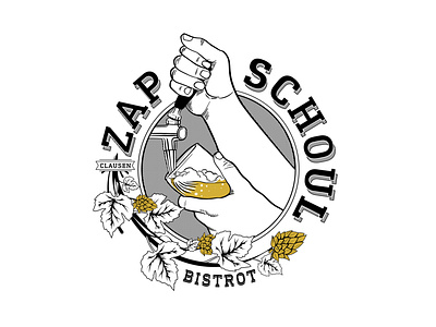 ZapSchoul bar beer bistrot branding draft beer draught graphic design illustration logo pub vector