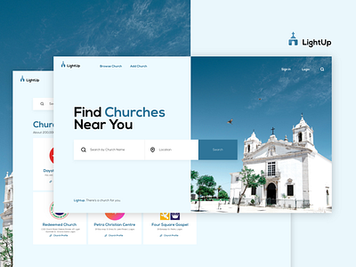 LightUp UI Design church clean creative design gospel interface landing landing page layout minimal page typography ui ux web webdesign worship