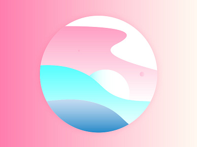 Ocean design icon illustration illustrator moon ocean pink sun vector