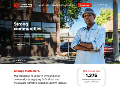 United Way of Greater Victoria homepage non profit responsive ui wordpress