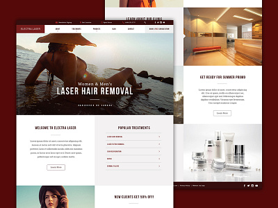 Electra Laser Website cosmetic grid homepage photography responsive typography ui ux website wordpress