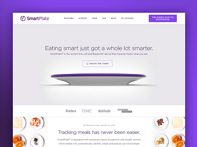 Smartplate Website grid health homepage kickstarter landing page responsive technology vessyl website