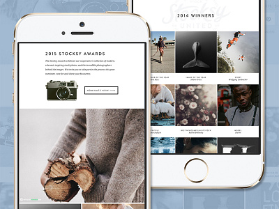 Stocksy Awards 2015 Mobile awards grid homepage iphone landing page layout mobile responsive stocksy website wordpress