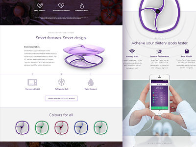 Smartplate Homepage Details grid health homepage kickstarter landing page responsive technology vessyl website