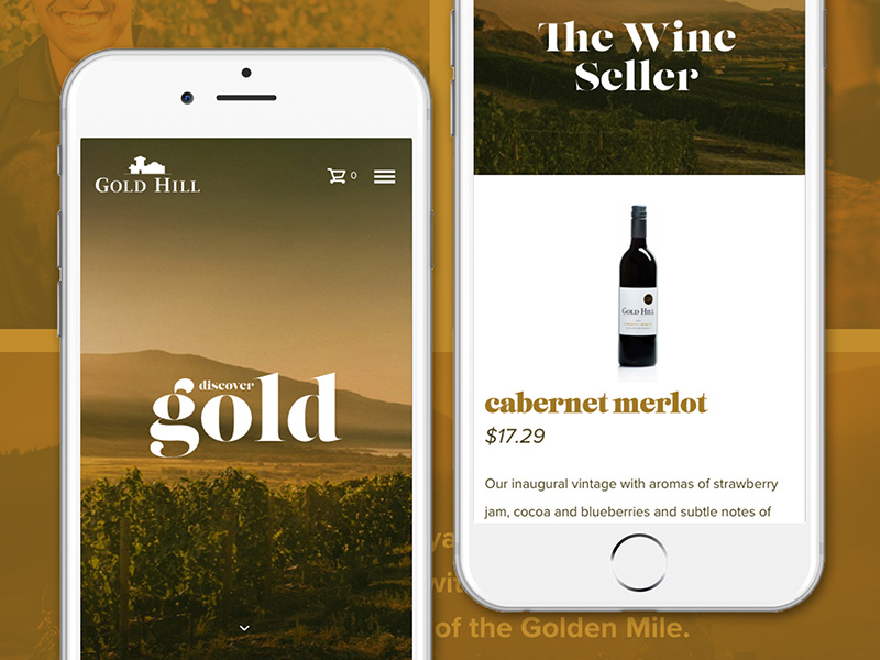Gold Hill Responsive typography ux ui wordpress photography wine grid responsive iphone homepage