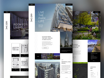 8X ON THE PARK Website grid homepage layout marketing mobile real estate responsive ui user experience user interface ux website