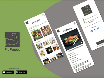 Fit Foods application design food healthy homepage login mobile recipe