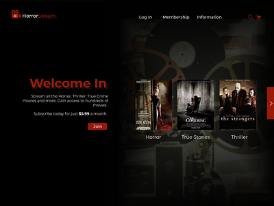 Horror Stream concept design designer experiance figma fun illustrator movie movie app scary userinterface web webdesign