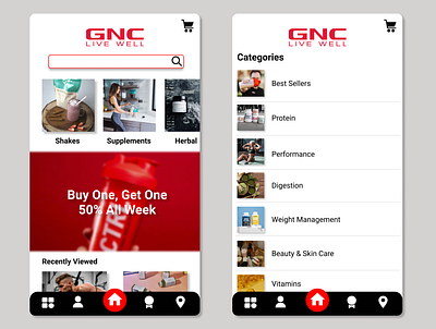 GNC Re-Design app design design designer figma mobile ui userexperience